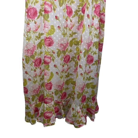 Betsey Johnson XXL Pepper Midi Dress Sonic White Floral Pink Roses NWT 2x new - Picture 3 of 10